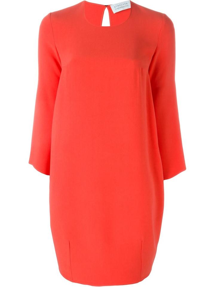 Gianluca Capannolo Bell Sleeve Shift Dress, Women's, Size: 38, Yellow/orange, Viscose/acetate