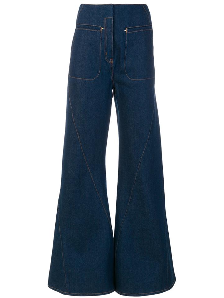 Esteban Cortazar Flared High-waisted Jeans - Blue