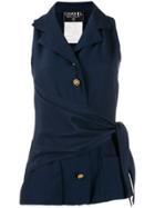 Chanel Pre-owned 1990s Wrap Waist Vest - Blue