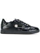 Versus Safety Pin Lace-up Sneakers - Black