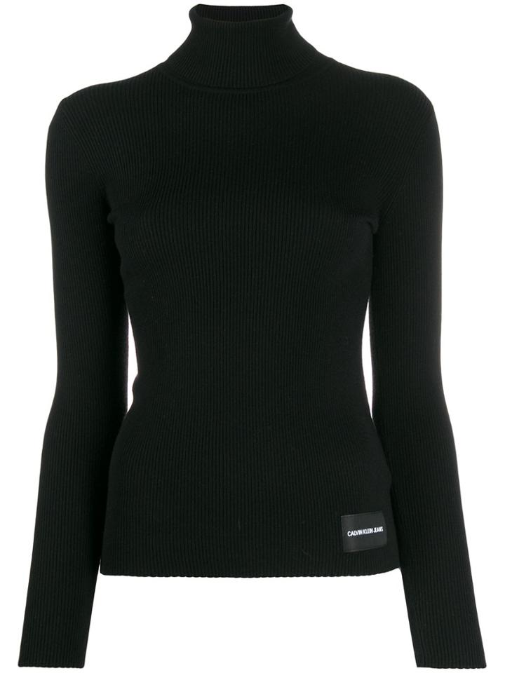 Calvin Klein Jeans Ribbed Slim-fit Jumper - Black