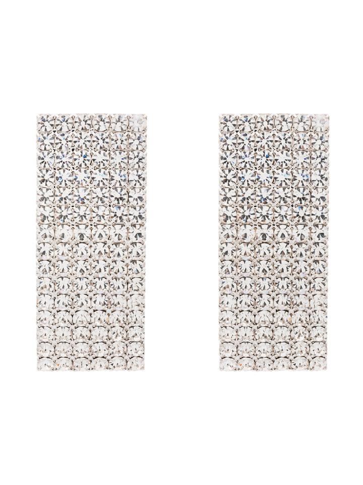 Alessandra Rich Silver Swarovski Crystal Embellished Earrings -