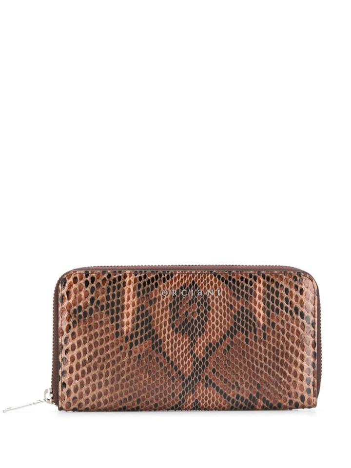 Orciani Snake-effect Wallet - Brown