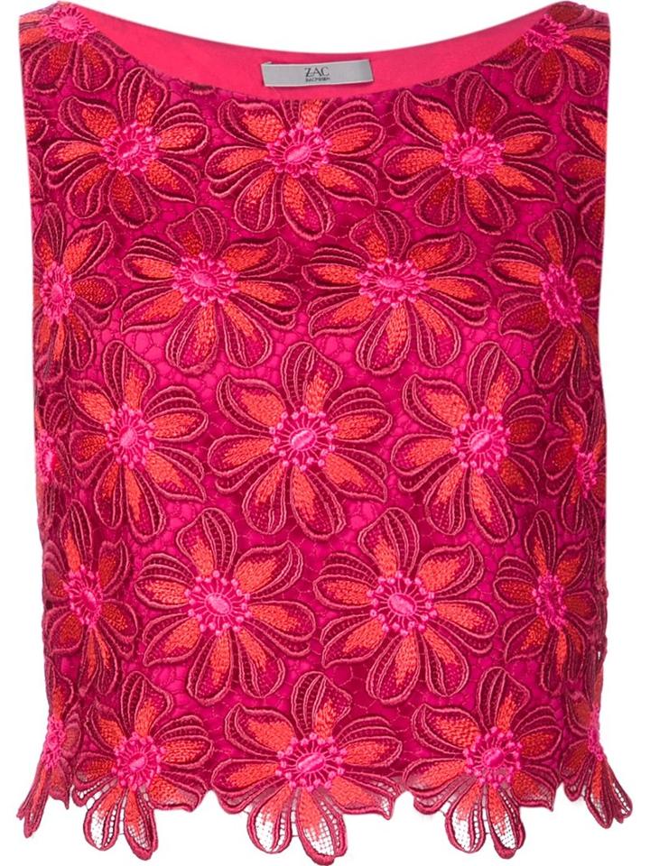 Zac Zac Posen Embroidered Flower Tank Top, Women's, Size: 8, Pink/purple, Polyester