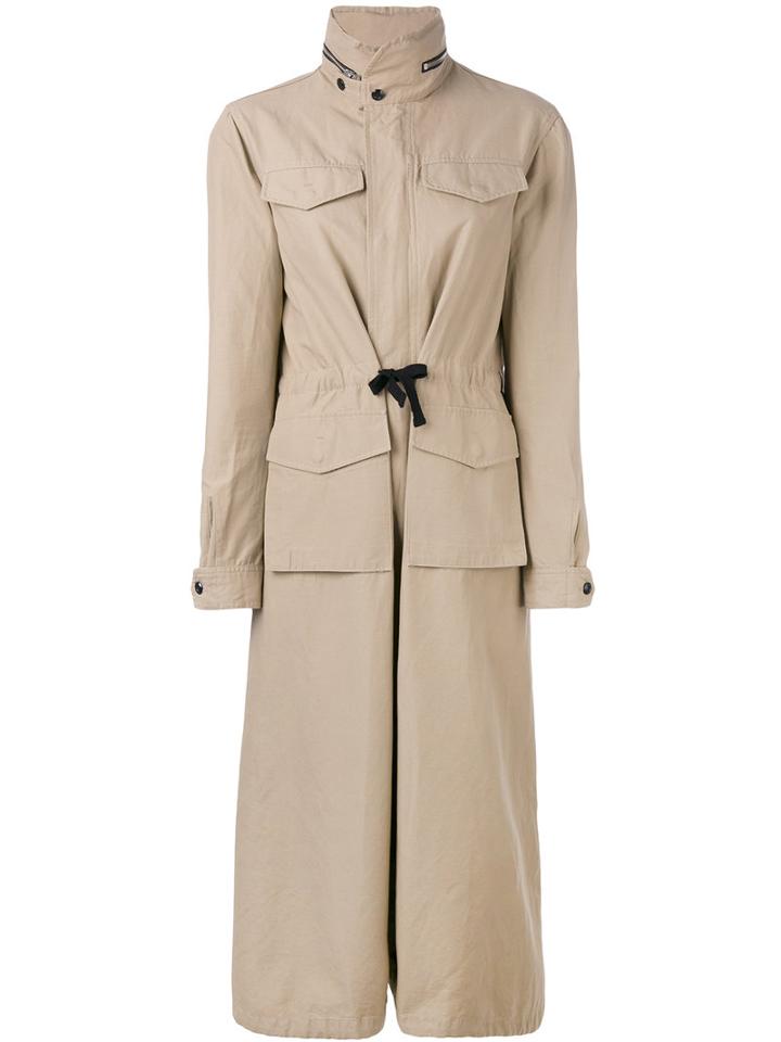 Vis A Vis - Drawstring Waist Military Coat - Women - Cotton/linen/flax - 3, Nude/neutrals, Cotton/linen/flax