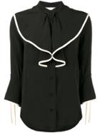 Chloé Collarless Ruffle Blouse - Black