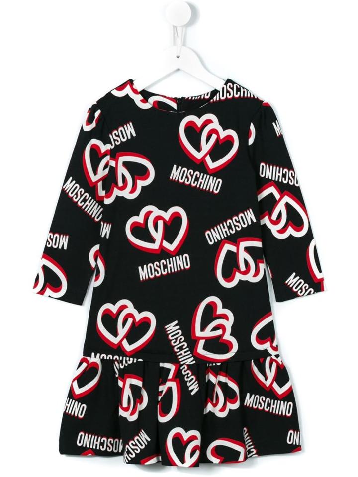 Moschino Kids Heart Logo Printed Dress, Girl's, Size: 8 Yrs, Black