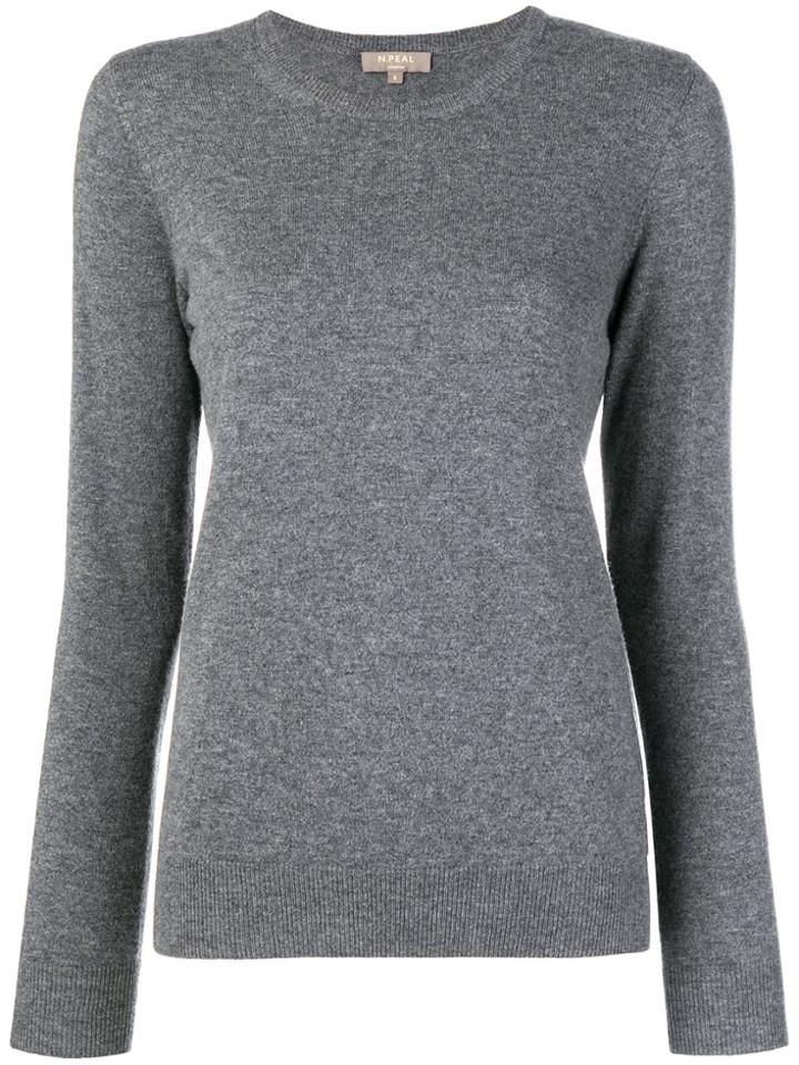 N.peal Round Neck Knitted Sweater - Grey