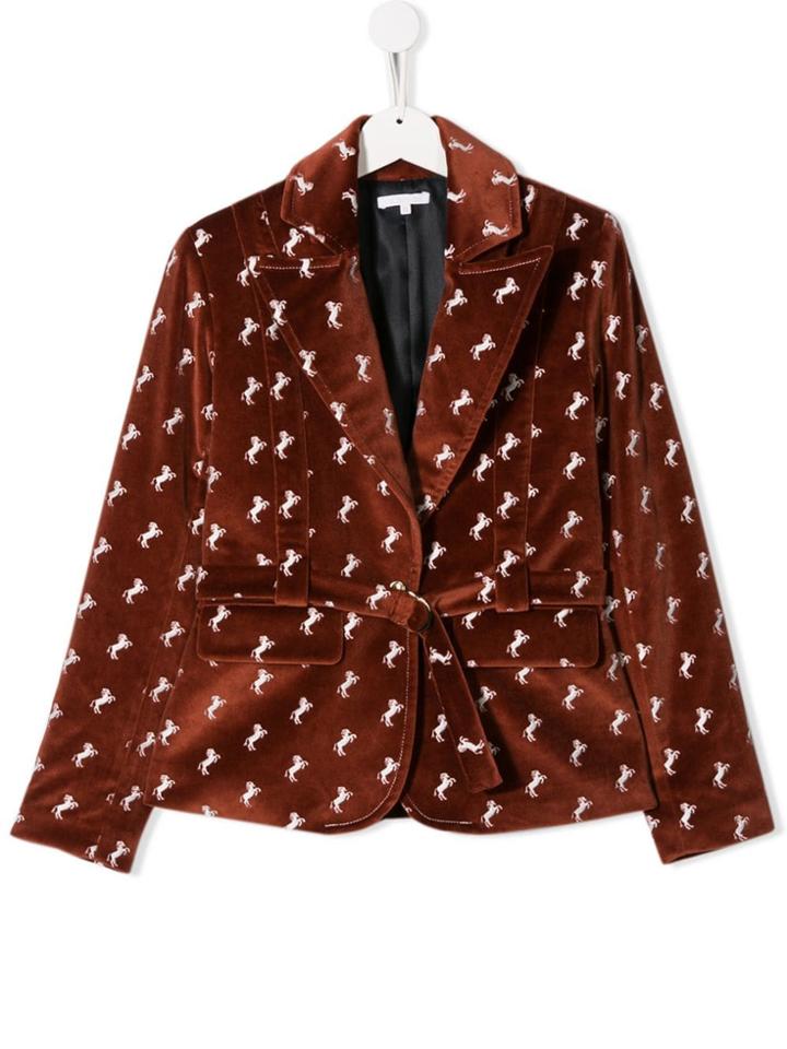 Chloé Kids Teen Horse Print Blazer - Orange