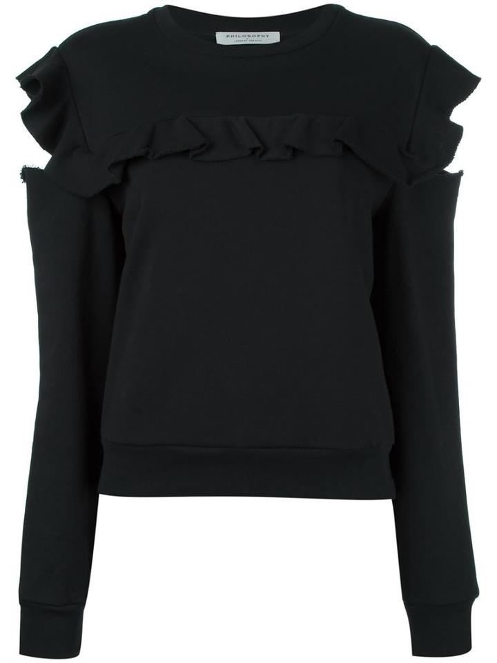 Philosophy Di Lorenzo Serafini Cut-out Ruffle Sweatshirt, Women's, Size: Small, Black, Cotton