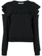 Philosophy Di Lorenzo Serafini Cut-out Ruffle Sweatshirt, Women's, Size: Small, Black, Cotton
