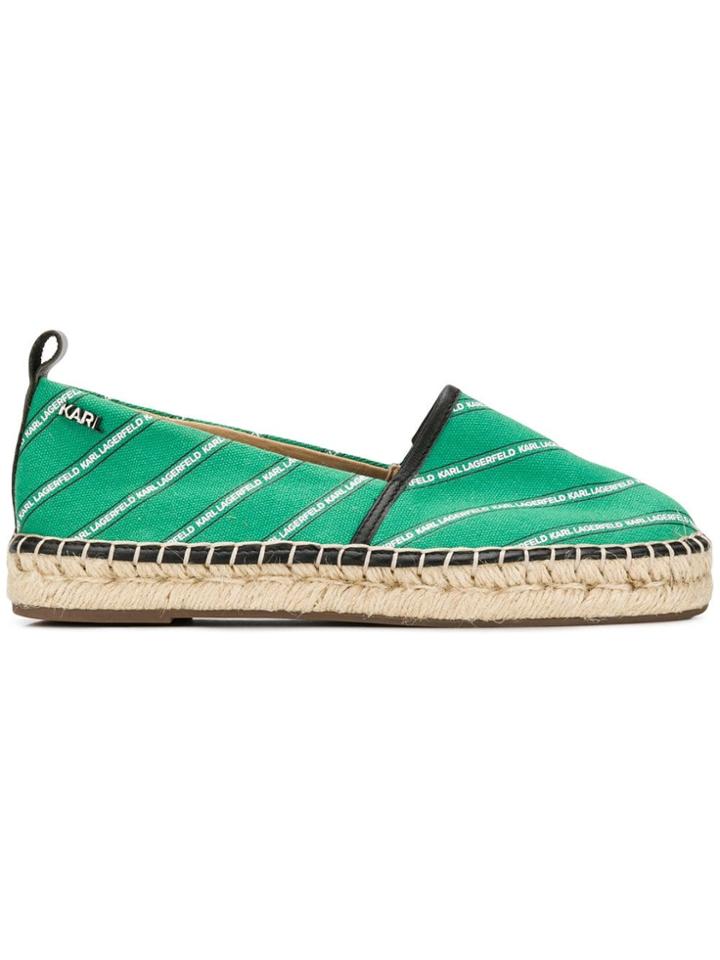 Karl Lagerfeld Kamini Logo Stripe Espadrilles - Green