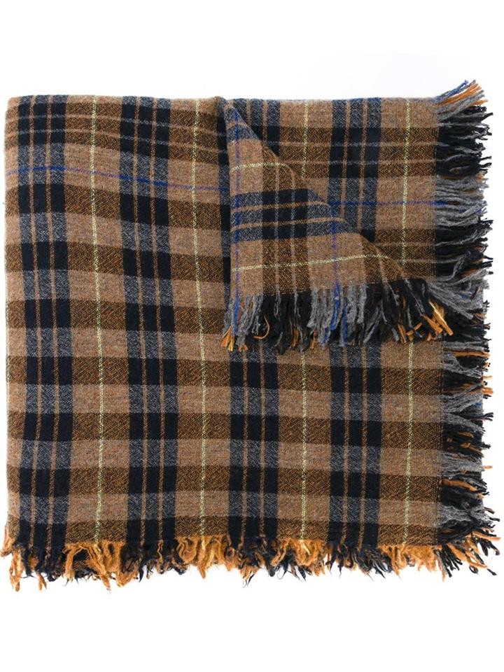 Faith Connexion Checked Scarf, Men's, Brown, Polyamide/virgin Wool