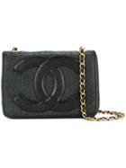 Chanel Vintage Logo Patch Shoulder Bag - Black