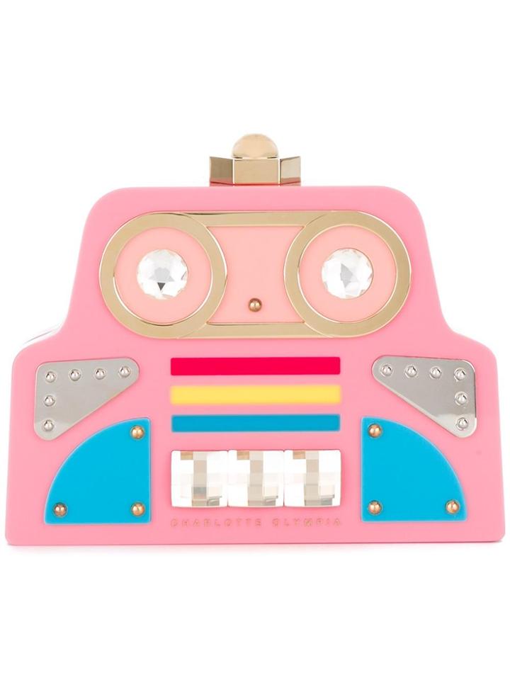 Charlotte Olympia Cobot Clutch - Pink & Purple