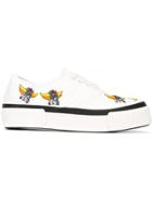 Julien David Embroidered Canvas Sneakers - White