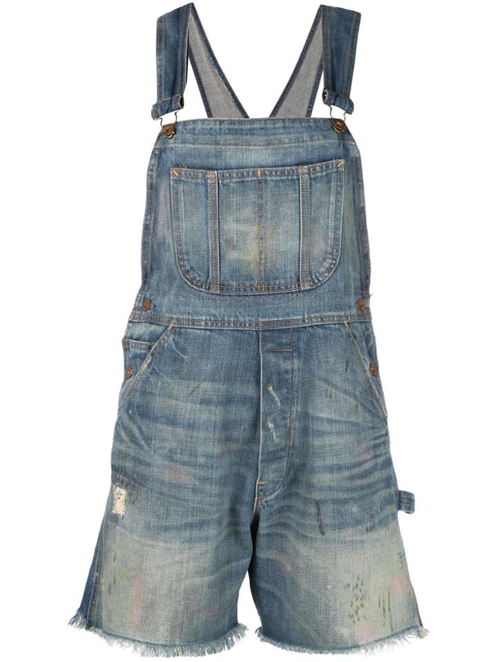 Nsf Crystal Dungaree Shorts - Blue