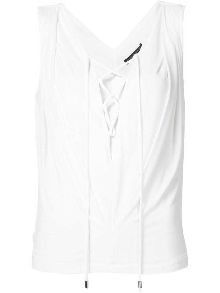 Plein Sud Lace-up Neck Sleeveless Top