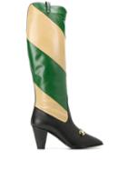 Gucci Zummi Gg Horsebit Striped Knee-high Boots - Black