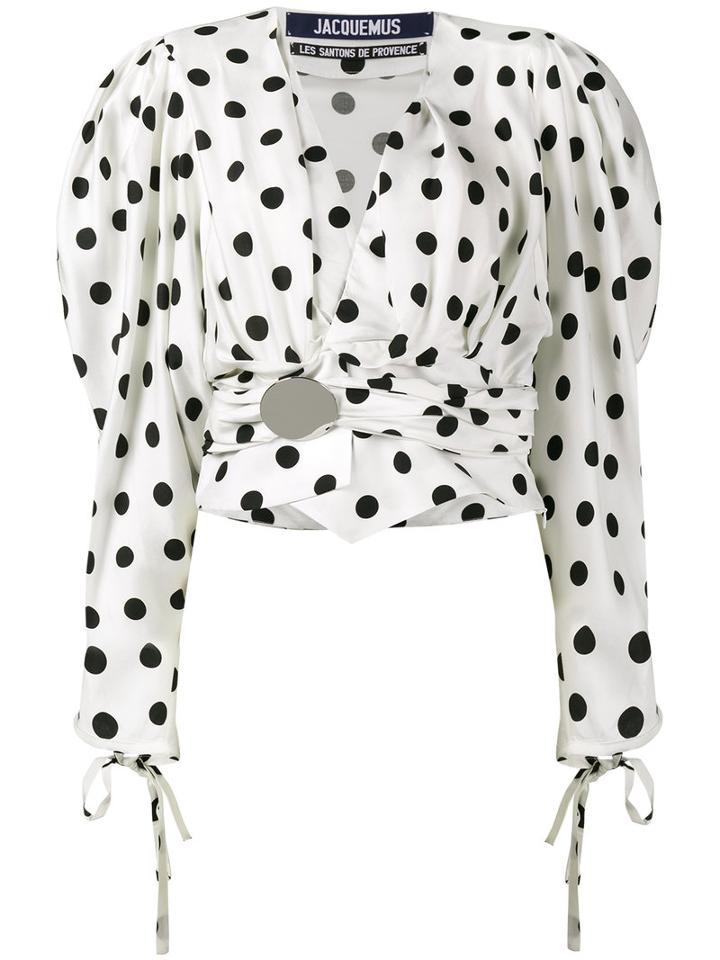 Jacquemus - Polka Dot Top With Oversized Sleeves - Women - Silk/viscose - 38, White, Silk/viscose