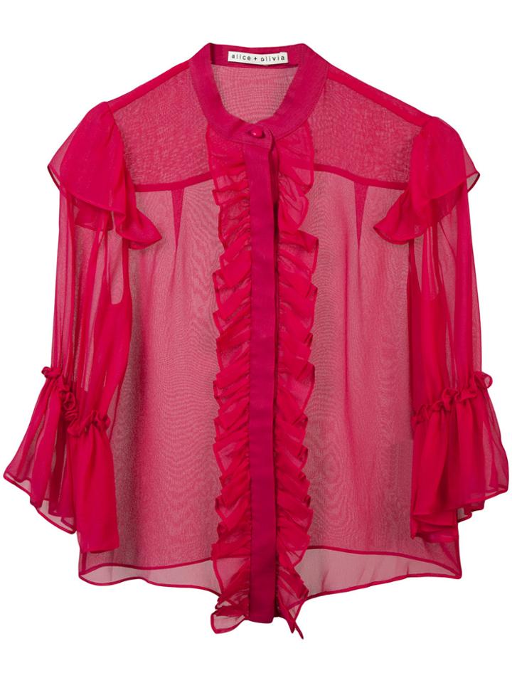 Alice+olivia Ruffled Silk Blouse - Pink & Purple