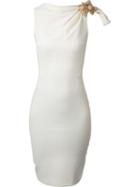 Dsquared2 Brooch Detail Dress, Women's, Size: 44, White, Virgin Wool/spandex/elastane/polyester