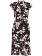 Erdem Olivera Floral Print Silk Dress - Black