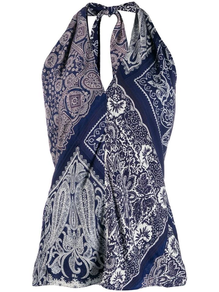 Ralph Lauren Bandana Patchwork Sleeveless Top - Blue