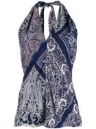 Ralph Lauren Bandana Patchwork Sleeveless Top - Blue