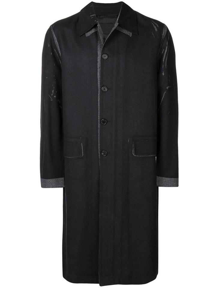 Prada Check Print Single-breasted Coat - Black