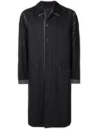 Prada Check Print Single-breasted Coat - Black
