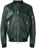 Emporio Armani Leather Bomber Jacket - Green