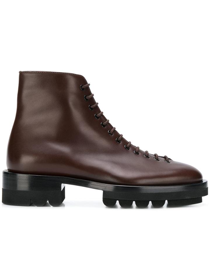 Jil Sander Lace-up Ankle Boots - Brown