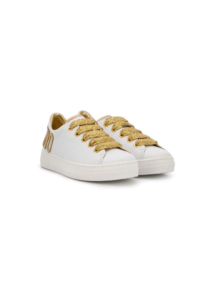 Moschino Kids Teen Back Logo Sneakers - White