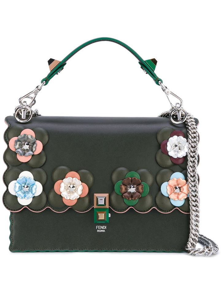 Fendi - Embellished Kan I Shoulder Bag - Women - Leather/metal - One Size, Green, Leather/metal