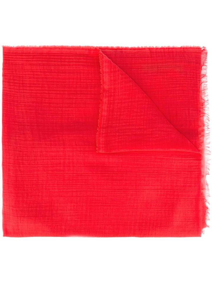 Rick Owens Frayed Edge Scarf, Men's, Red, Cotton/cashmere