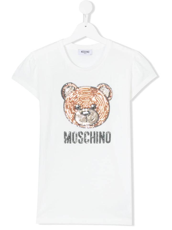 Moschino Kids Sequin Teddy Bear T-shirt - White
