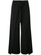 Yigal Azrouel Wide Leg Cropped Trousers, Women's, Size: 6, Black, Polyester