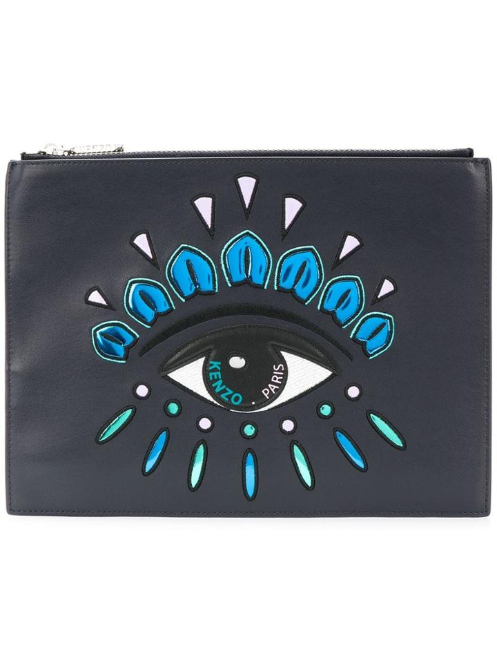 Kenzo Icon Eye Embroidered Clutch Bag - Blue