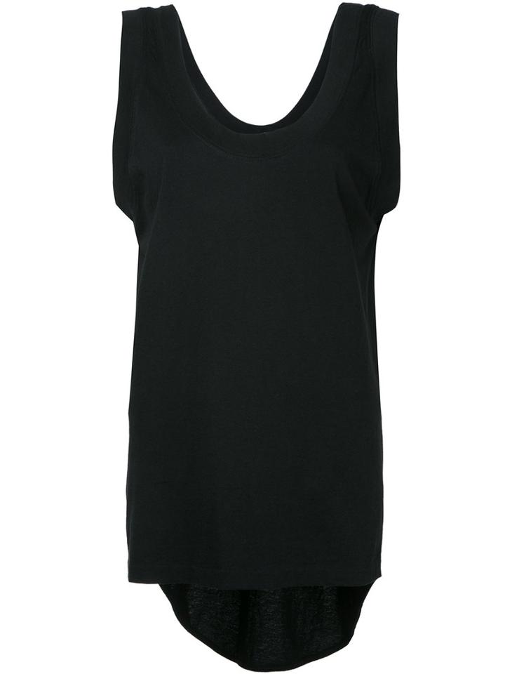 Bassike - Scoop Neck Tail Tank Top - Women - Cotton - M, Black, Cotton