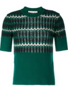 Marni Wool-blend Knit Short Sleeve Top, Women's, Size: 42, Green, Polyamide/wool