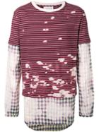 Faith Connexion - Stained Striped Destroyed T-shirt - Unisex - Cotton/polyester/spandex/elastane/viscose - M, Red, Cotton/polyester/spandex/elastane/viscose
