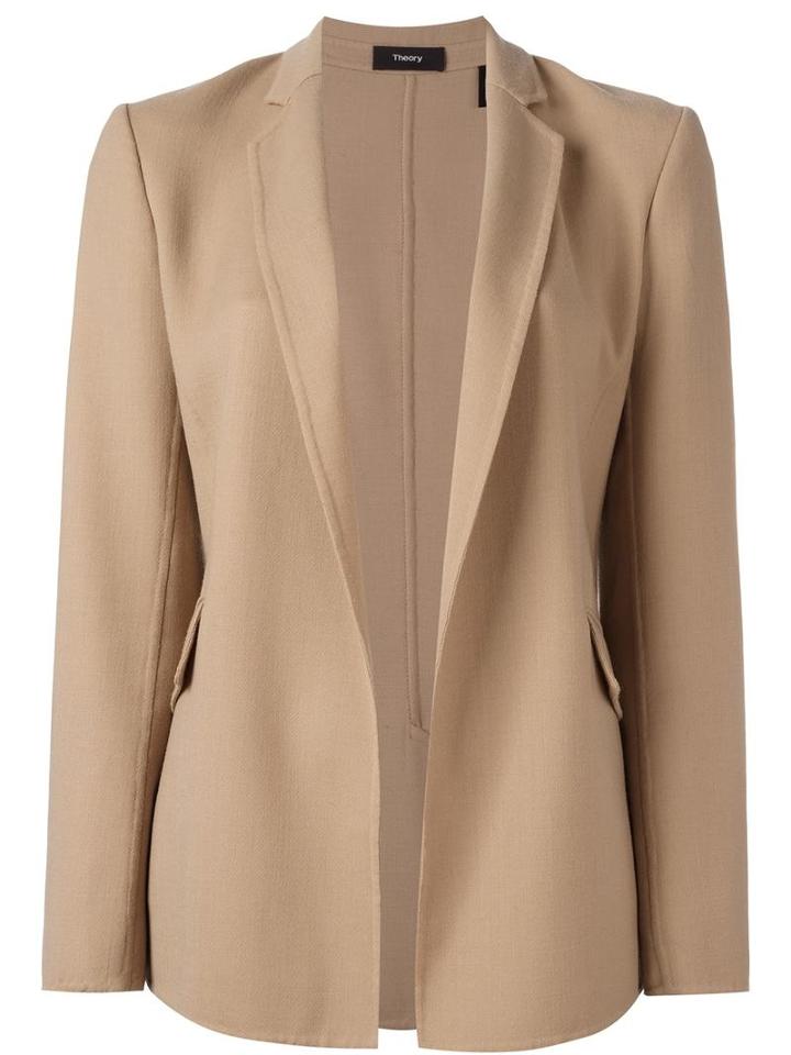 Theory Flap Pockets Open Blazer, Women's, Size: 6, Nude/neutrals, Polyester/polyurethane/spandex/elastane/virgin Wool