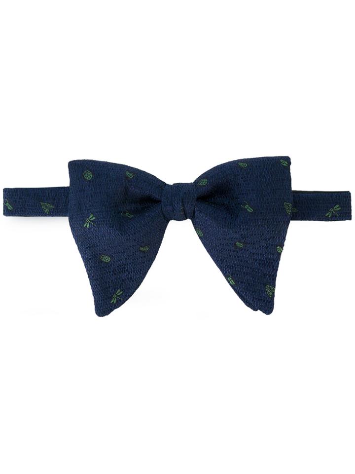Gucci Insect Embroidered Bow Tie - Blue