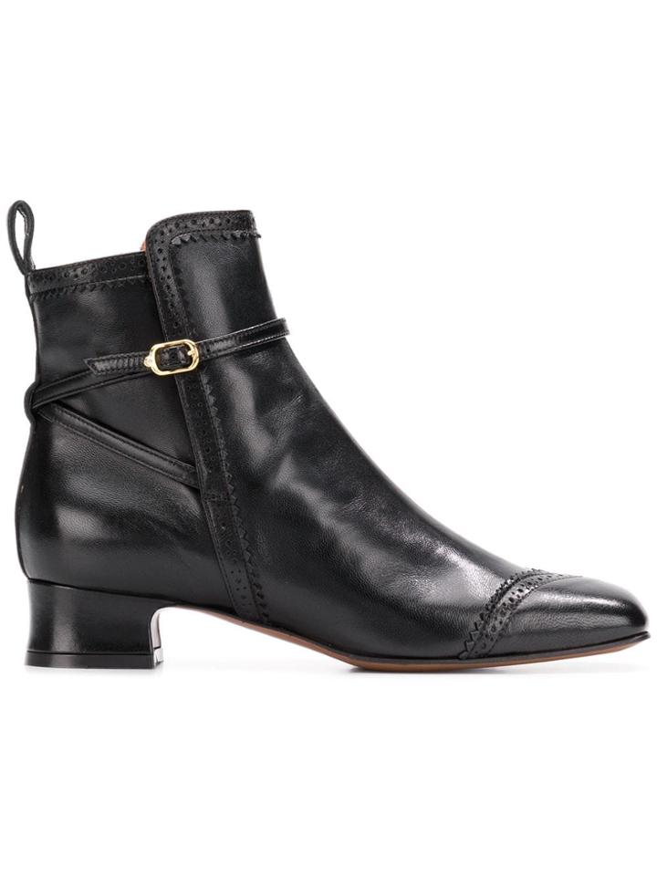 L'autre Chose Brogue Detail Ankle Boots - Black