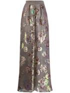 Talbot Runhof Sequinned Mesh Trousers - Neutrals