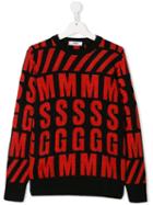 Msgm Kids Teen Logo Embroidered Sweater - Black