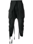 Unravel Project Tapered Drop-crotch Cargo Trousers - Black