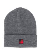 Woolrich Kids Logo Patch Knitted Hat - Grey
