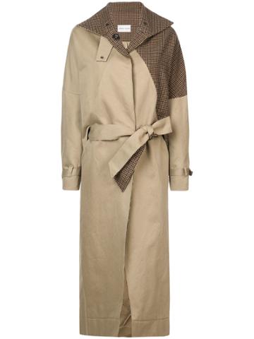 Joshua Millard Checked Detail Trench Coat - Brown